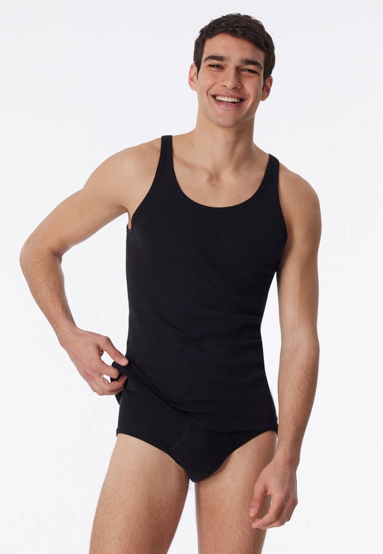 Schiesser Unterhemd Feinripp schwarz - Original Feinripp