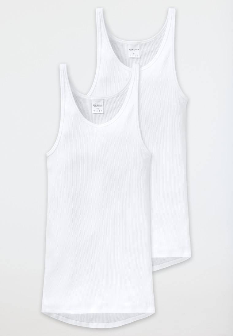 Schiesser Unterhemden 2er-Pack Doppelripp Weiß - Original Classics