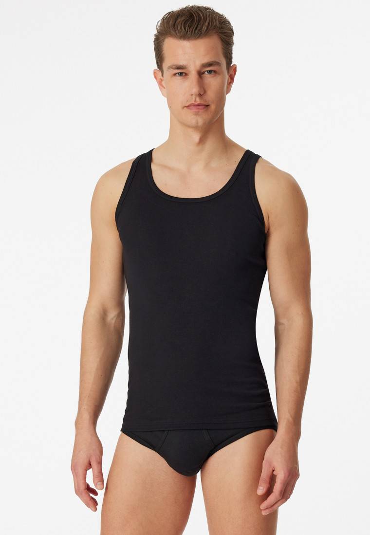 Schiesser Unterhemden 2er-Pack Feinripp Schwarz - Original Classics