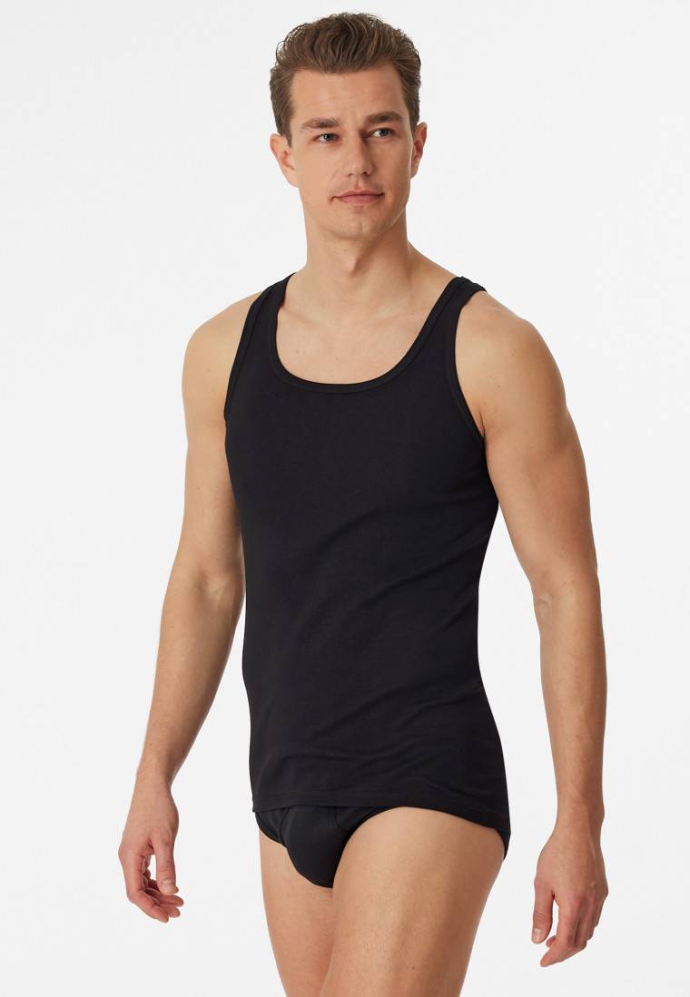 Schiesser Unterhemden 2er-Pack Feinripp schwarz - Original Classics