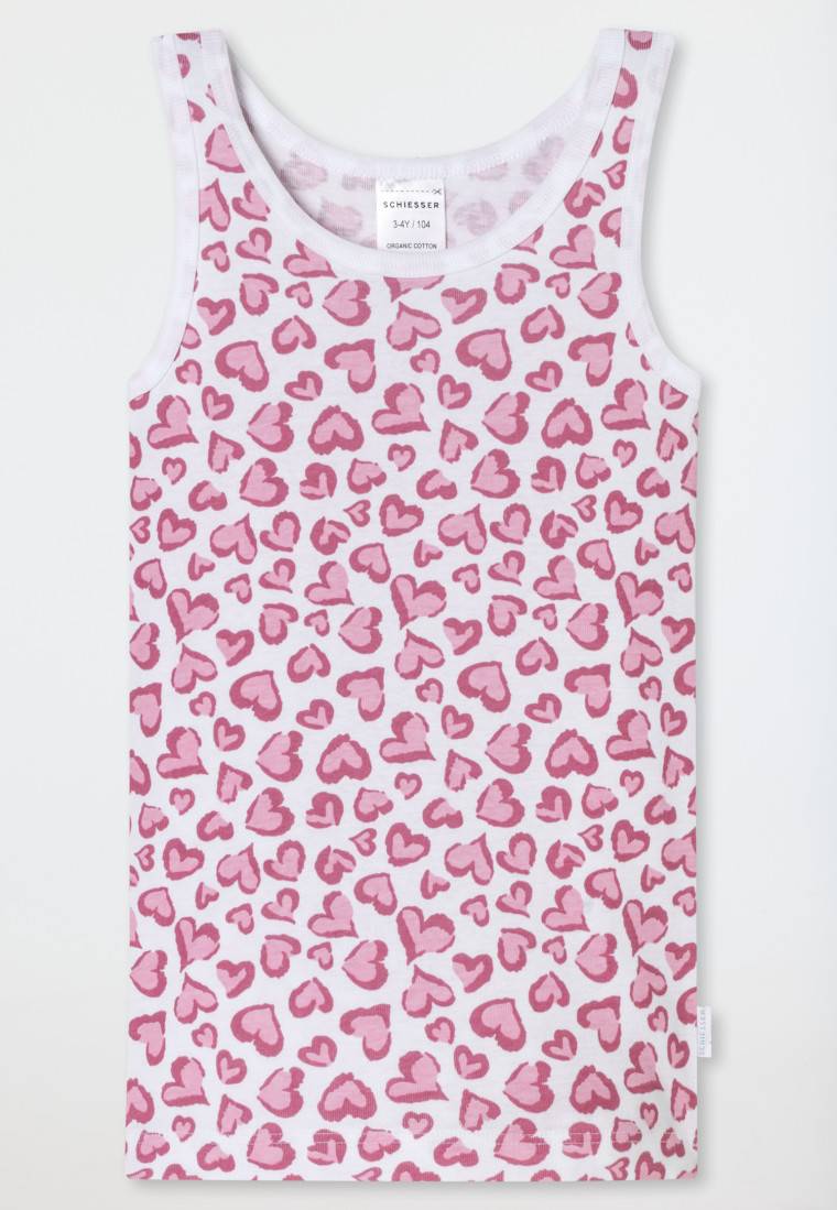 Schiesser Unterhemden 2er-Pack Herzen Rosa/ Weiß - Fine Rib