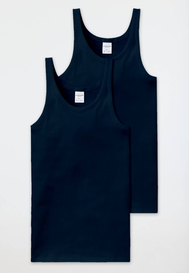 Schiesser Unterhemden 2er-Pack Navy - Essentials Feinripp