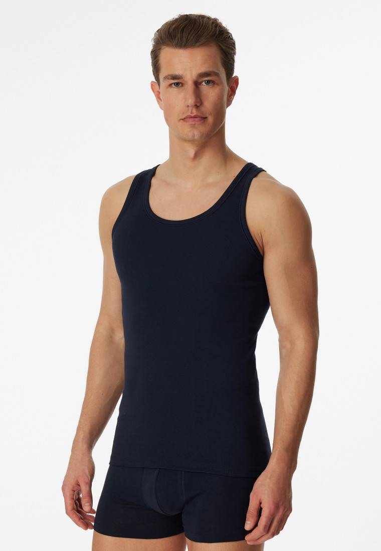 Schiesser Unterhemden 2er-Pack Navy - Essentials Feinripp