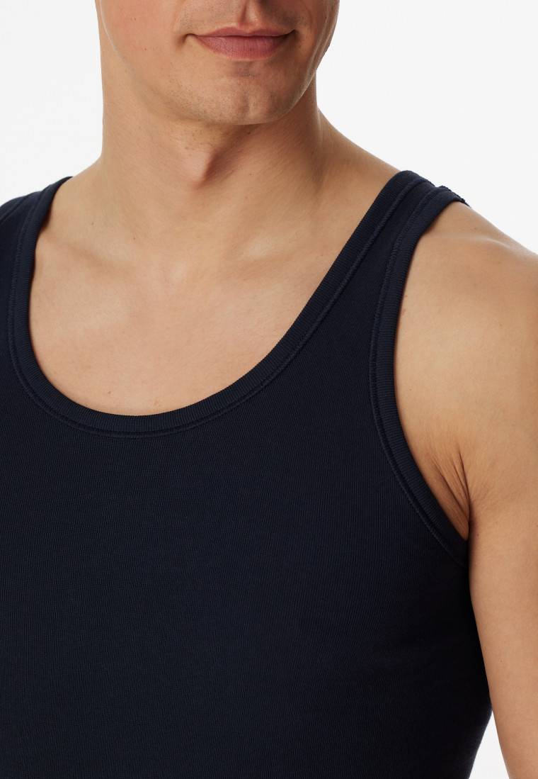 Schiesser Unterhemden 2er-Pack Navy - Essentials Feinripp