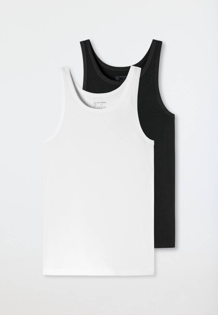 Schiesser Unterhemden 2er-Pack Organic Cotton Schwarz/weiß – 95/5