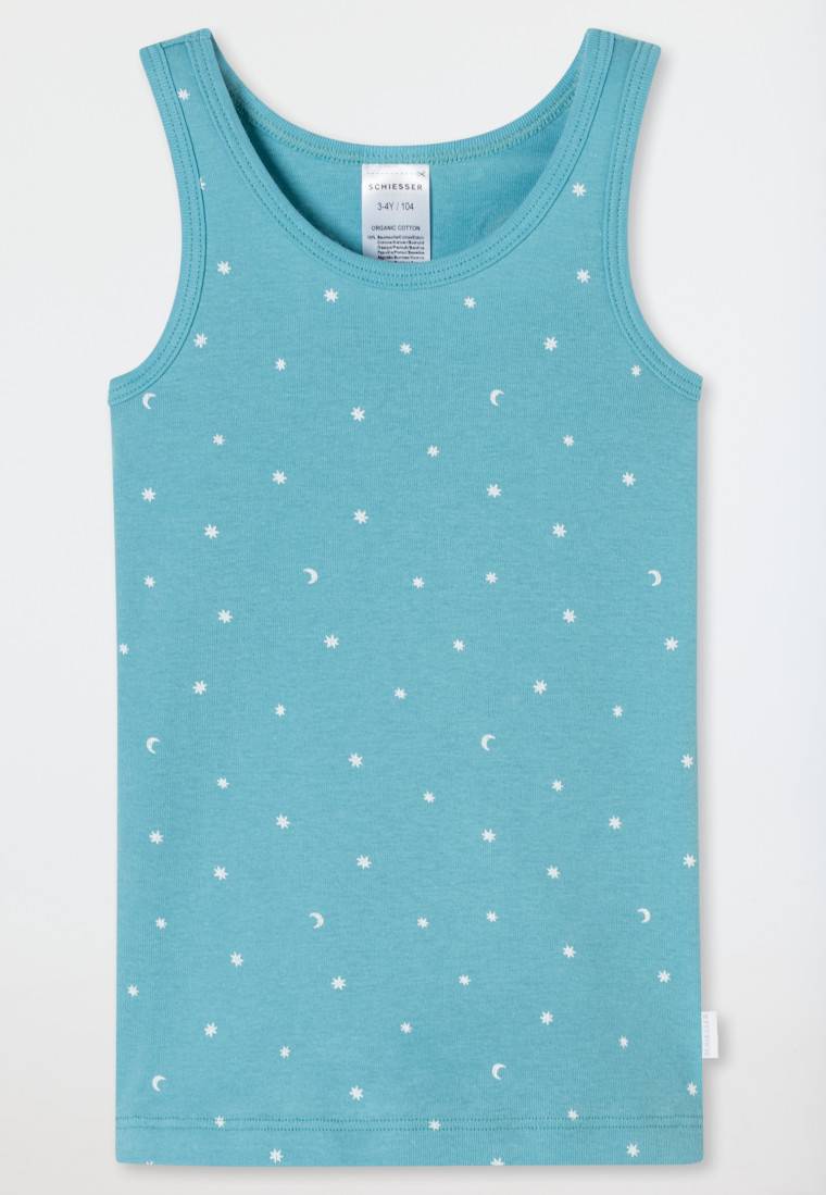 Schiesser Unterhemden 2er-Pack Sterne Monde Blau/ Weiß - Fine Rib