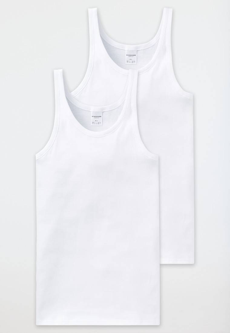 Schiesser Unterhemden 2er-Pack Weiß - Essentials Feinripp