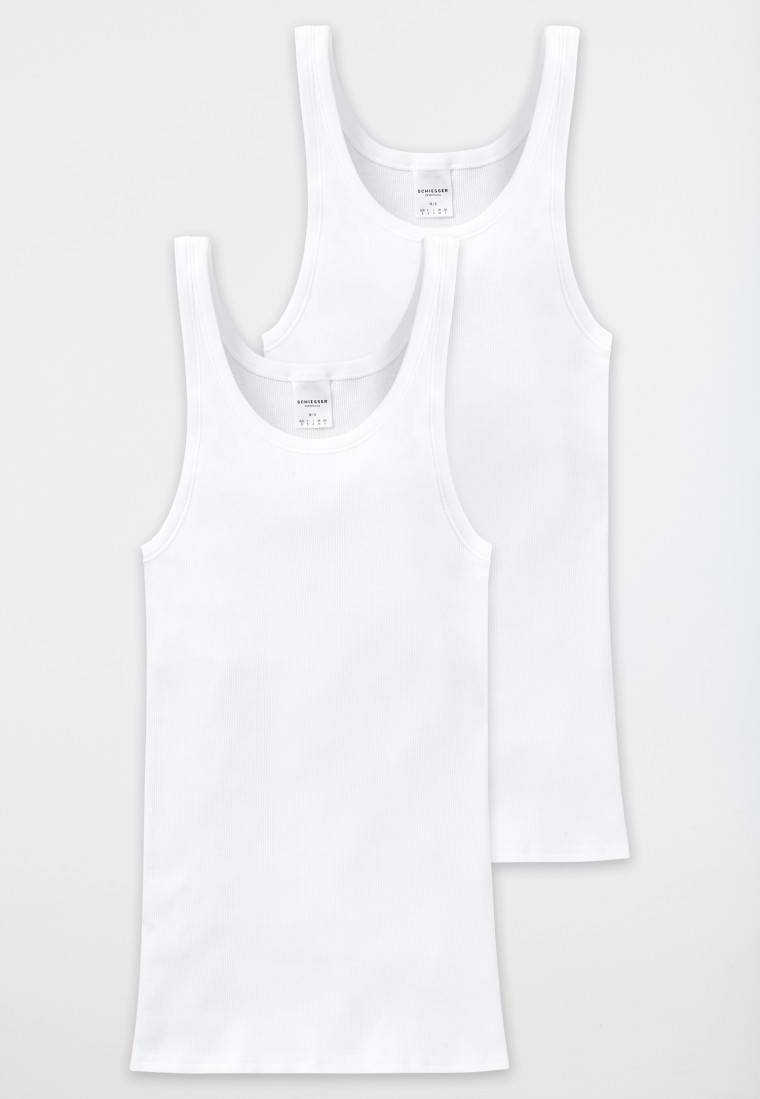 Schiesser Unterhemden Doppelripp 2er-Pack Weiß - Essentials