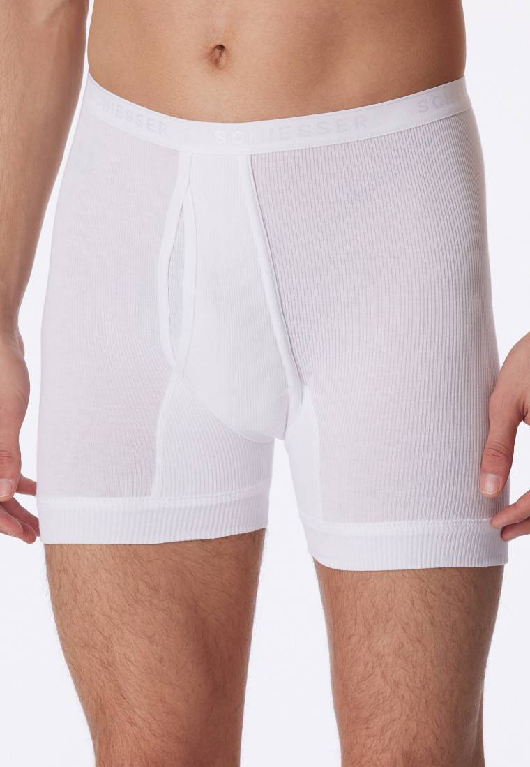 Schiesser Unterhose Kurz Mit Eingriff Doppelripp Weiß - Original Classics