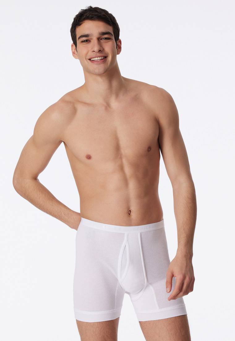 Schiesser Unterhose kurz mit Eingriff Doppelripp weiß - Original Classics
