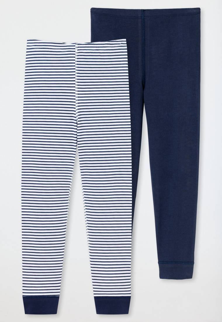 Schiesser Unterhose Lang 2er-Pack Organic Cotton Softbund Bündchen Dunkelblau - 95/5
