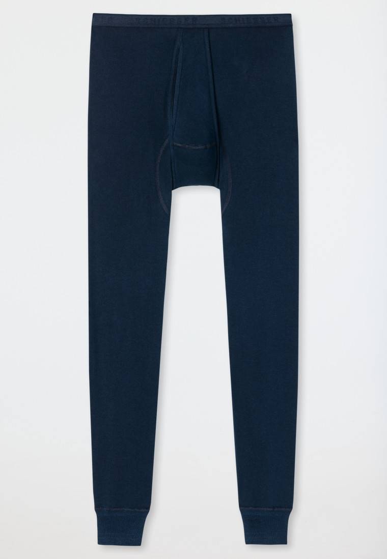 Schiesser Unterhose Lang Mit Eingriff Nachtblau - Original Feinripp