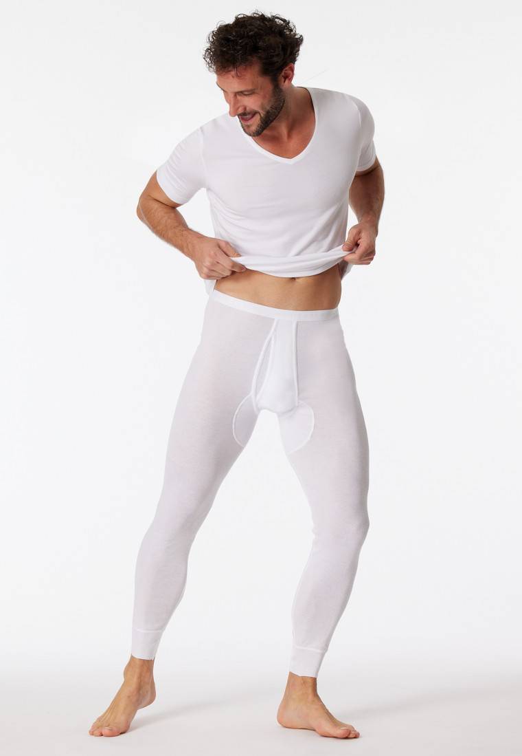 Schiesser Unterhose Lang Mit Eingriff Weiß - Original Feinripp