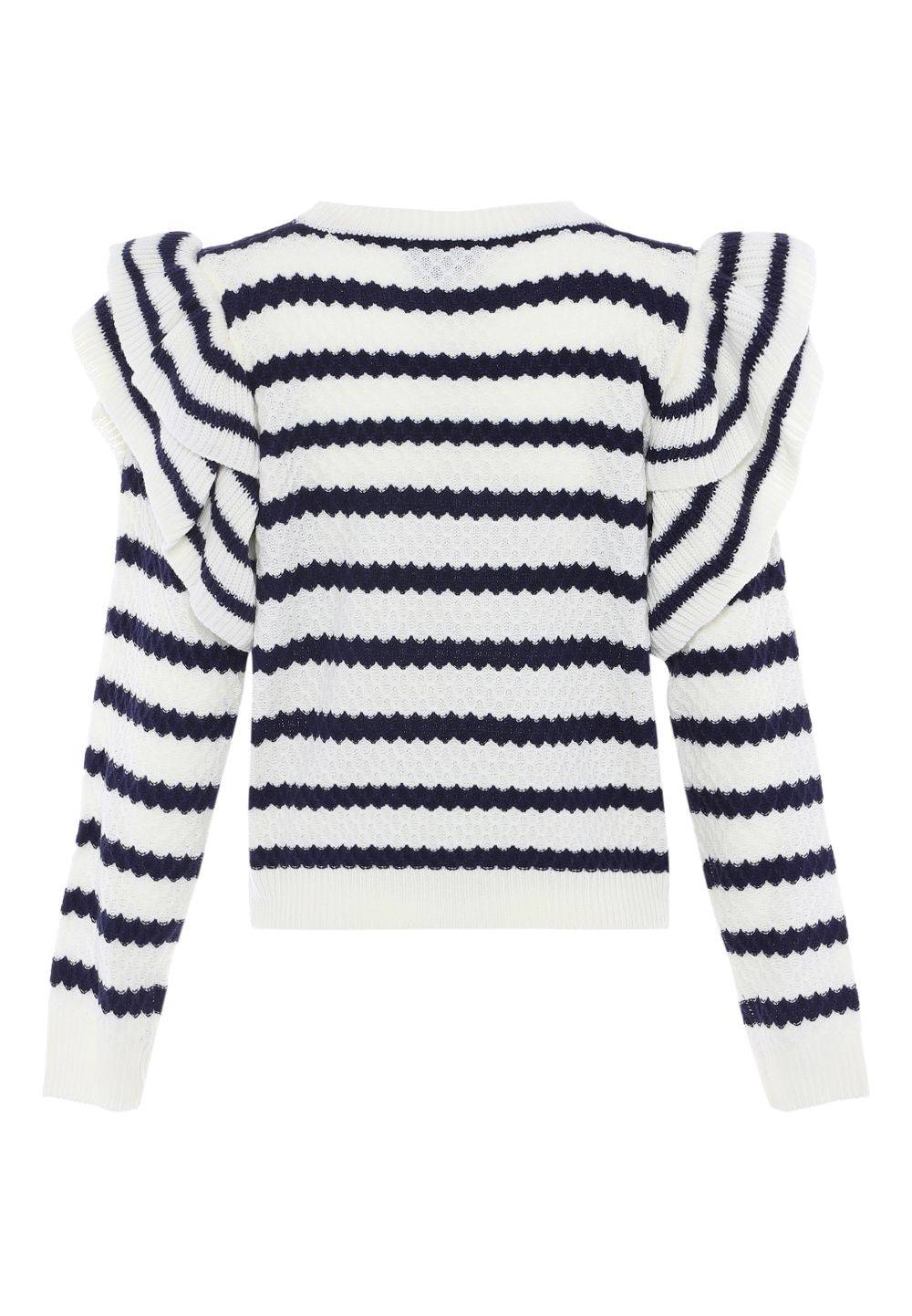 Schmuddelwedda Dreimaster Vintage Pullover mit Rüsche