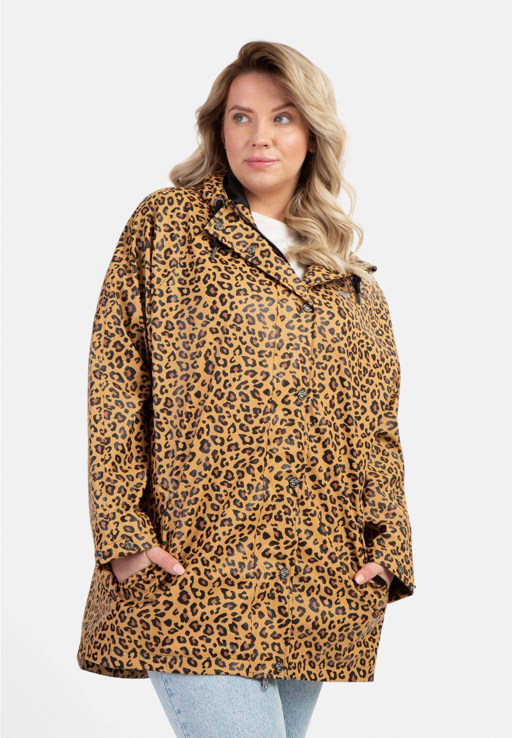 Schmuddelwedda Schmuddelwedda Plus Size Regenmantel mit Leoprint