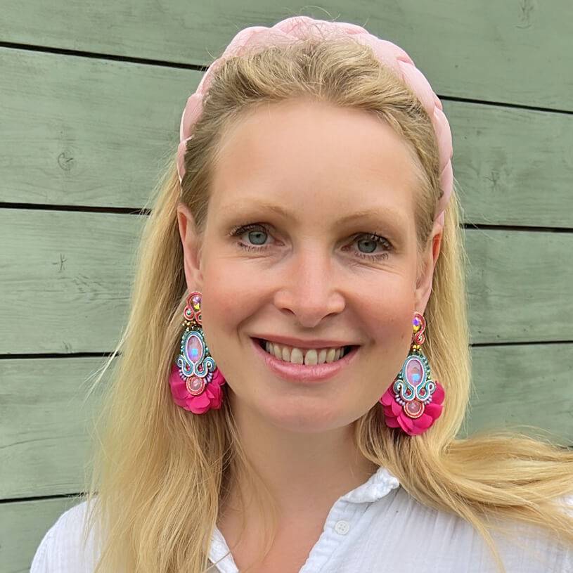 SchwesterSchwester Außergewöhnliche Soutache-Ohrringe In Leuchtendem Pink