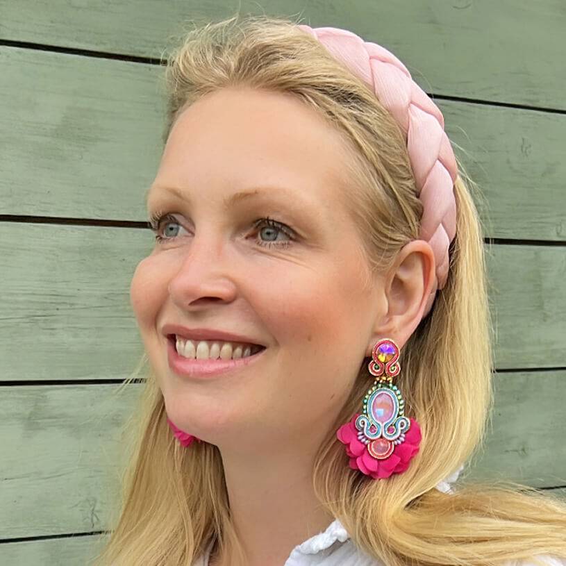 SchwesterSchwester Außergewöhnliche Soutache-Ohrringe In Leuchtendem Pink