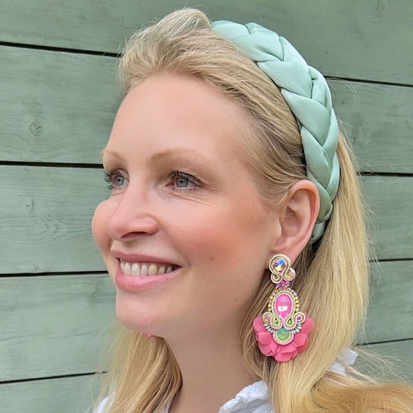 SchwesterSchwester Außergewöhnliche Soutache-Ohrringe In Rosa