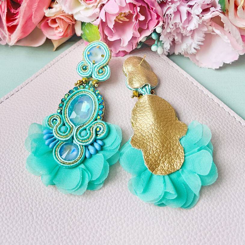 SchwesterSchwester Außergewöhnliche Soutache-Ohrringe In Türkis