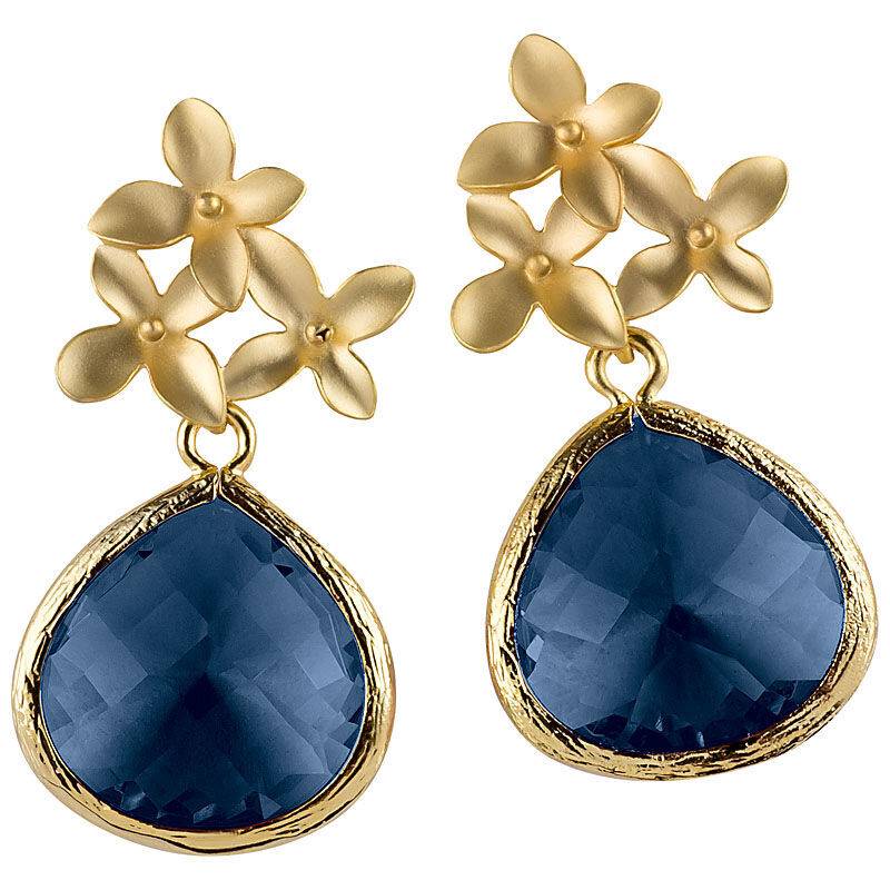 SchwesterSchwester Blütenstecker Mit Facettiertem Tropfen In Nachtblau Von Janne Von Der Heide