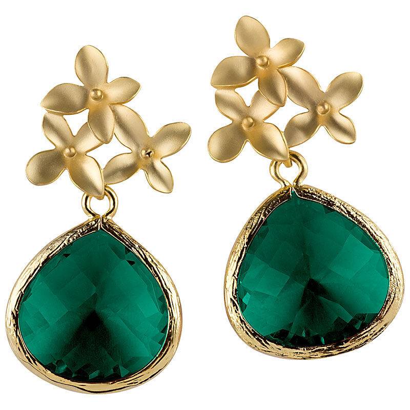 SchwesterSchwester Blütenstecker Mit Facettiertem Tropfen In Smaragdgrün Von Janne Von Der Heide