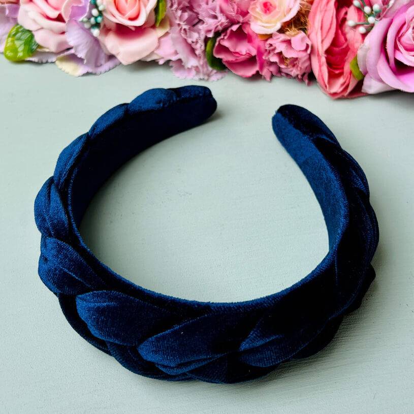 SchwesterSchwester Breiter Geflochtener Samt-Haarreif In Dunkelblau