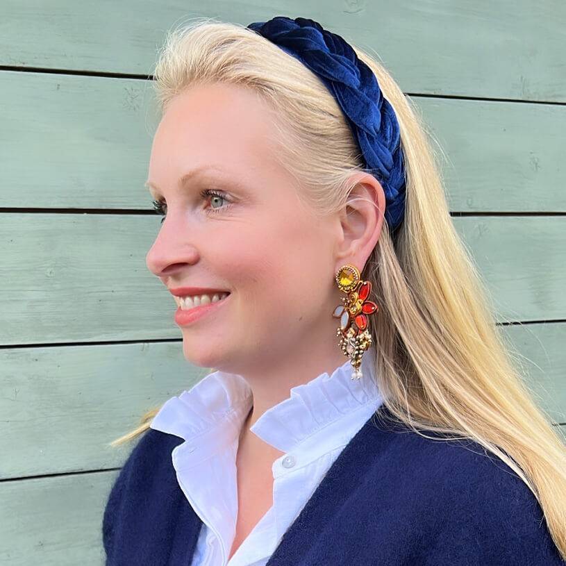 SchwesterSchwester Breiter Geflochtener Samt-Haarreif In Dunkelblau