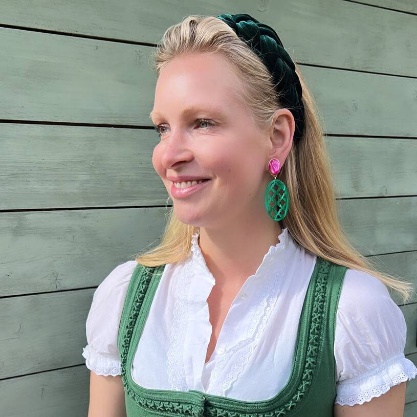 SchwesterSchwester Breiter Geflochtener Samt-Haarreif In Dunkelgrün