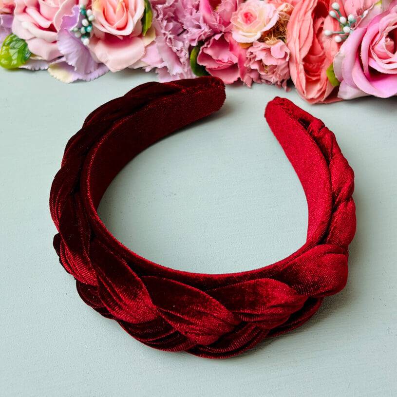 SchwesterSchwester Breiter Geflochtener Samt-Haarreif In Rot