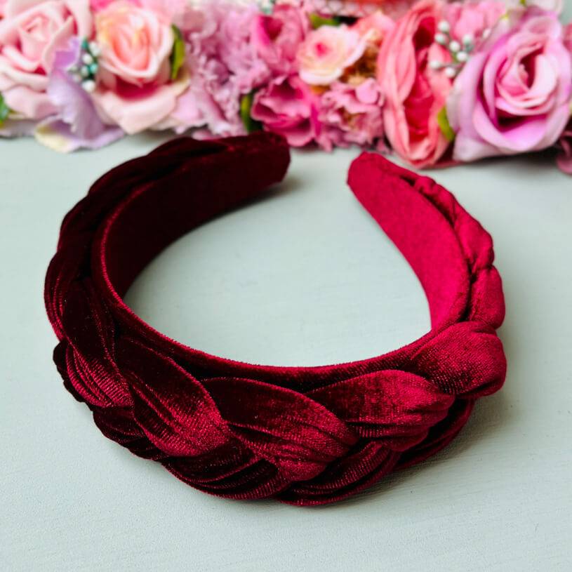 SchwesterSchwester Breiter geflochtener Samt-Haarreif in Rot