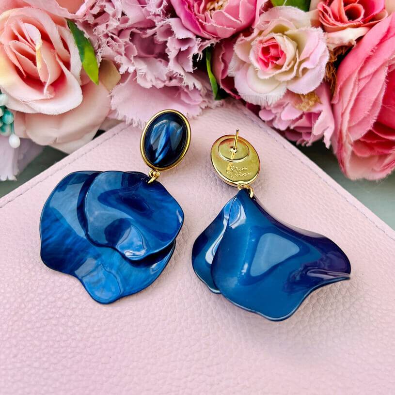 SchwesterSchwester Dunkelblaue Ohrringe Mit Blütenblättern