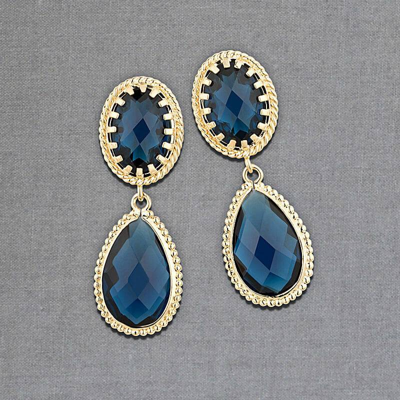 SchwesterSchwester Dunkelblaue Tropfenohrringe Mit Funkelnden Facettierten Tropfen