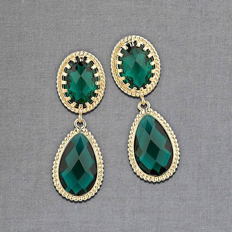 SchwesterSchwester Dunkelgrüne Tropfenohrringe Mit Funkelnden Facettierten Tropfen