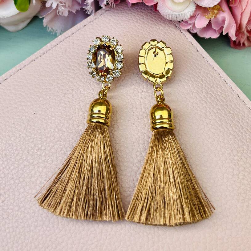 SchwesterSchwester Edel Funkelnde Ohrstecker In Champagner Mit Quaste