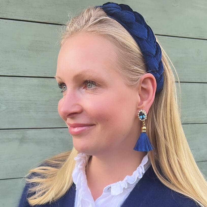 SchwesterSchwester Edel Funkelnde Ohrstecker In Dunkelblau Mit Quaste