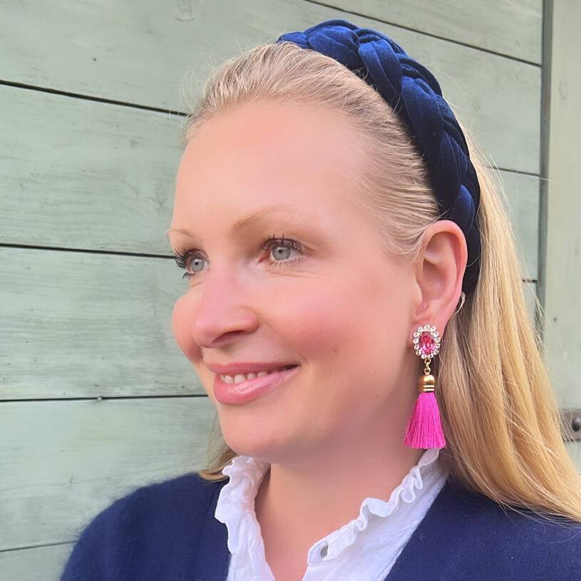 SchwesterSchwester Edel Funkelnde Ohrstecker In Pink Mit Quaste