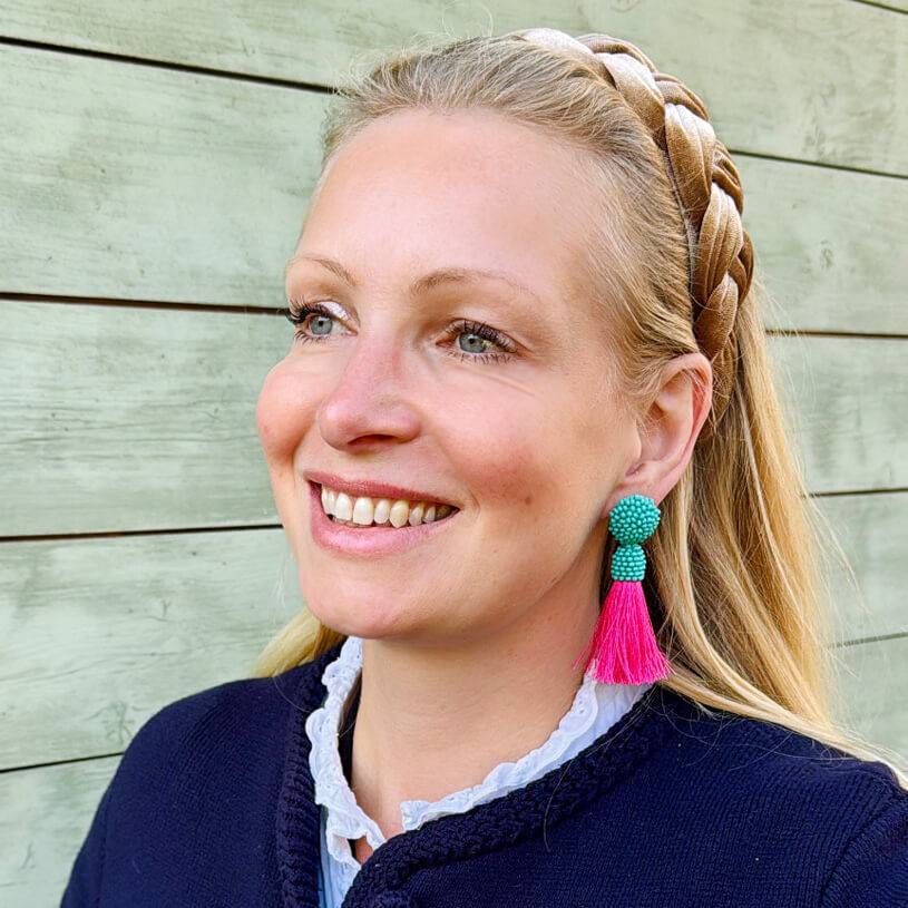 SchwesterSchwester Farbenfrohe Perlen-Quastenohrringe In Türkis Und Pink