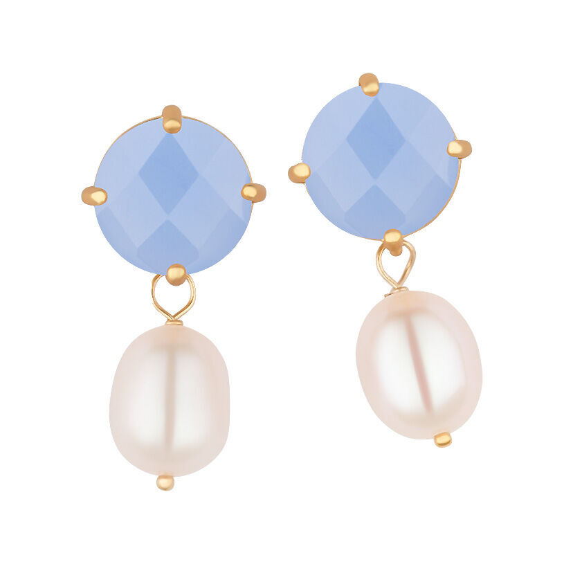 SchwesterSchwester Funkelnde Hellblaue Ohrstecker Mit Edler Süßwasserperle