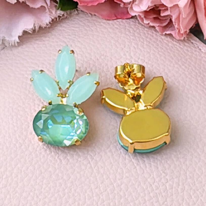 SchwesterSchwester Funkelnde Ohrstecker Aus Hochwertigen Glas-Kristallen In Mint