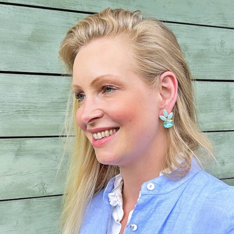 SchwesterSchwester Funkelnde Ohrstecker Aus Hochwertigen Glas-Kristallen In Mint