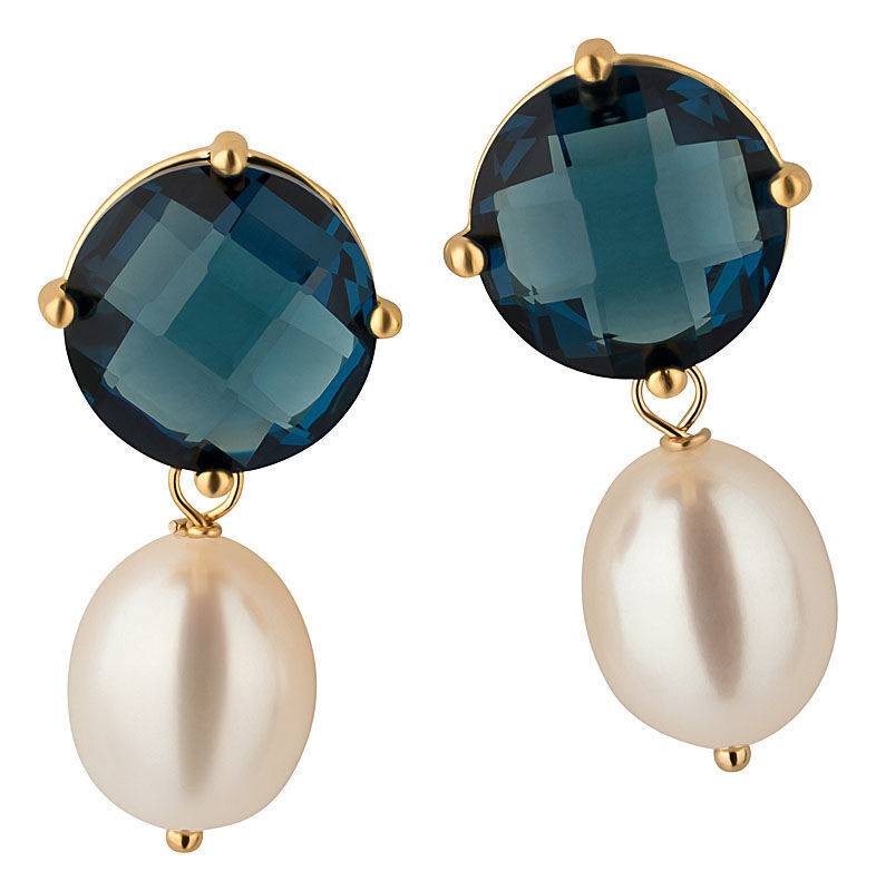 SchwesterSchwester Funkelnde Ohrstecker In Dunkelblau Mit Edler Süßwasserperle Von Janne V. D. Heide