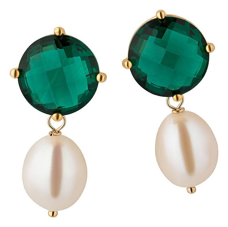 SchwesterSchwester Funkelnde Ohrstecker In Dunkelgrün Mit Edler Süßwasserperle Von Janne V. D. Heide