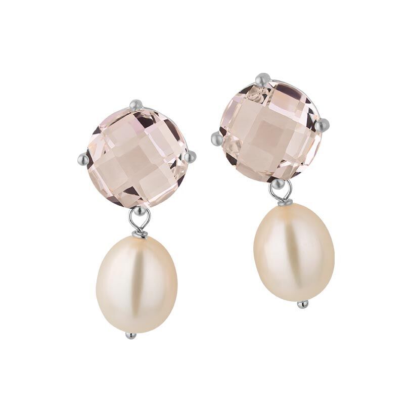 SchwesterSchwester Funkelnde Ohrstecker In Hellrosa Mit Edler Süßwasserperle In Silberfarben Von Janne V. D. Heide