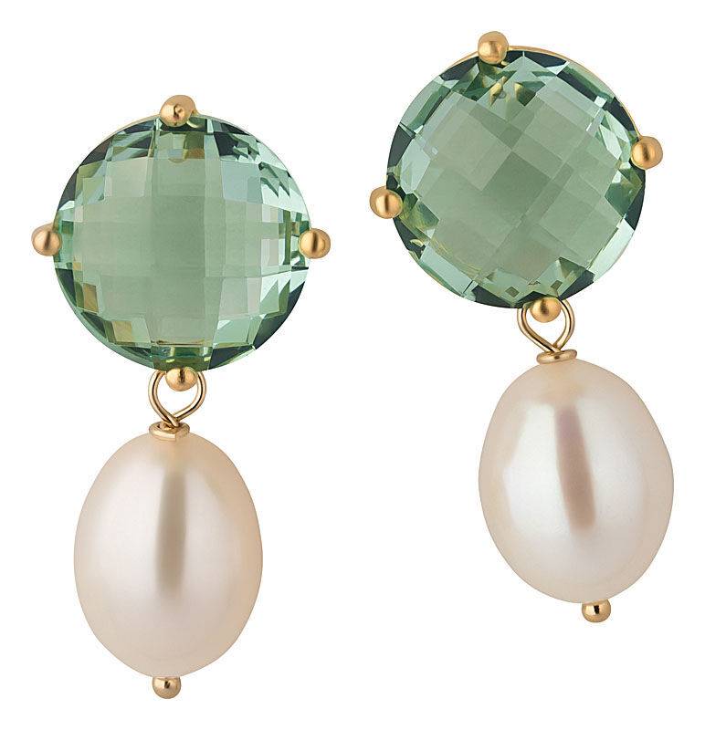 SchwesterSchwester Funkelnde Ohrstecker In Lindgrün Mit Edler Süßwasserperle