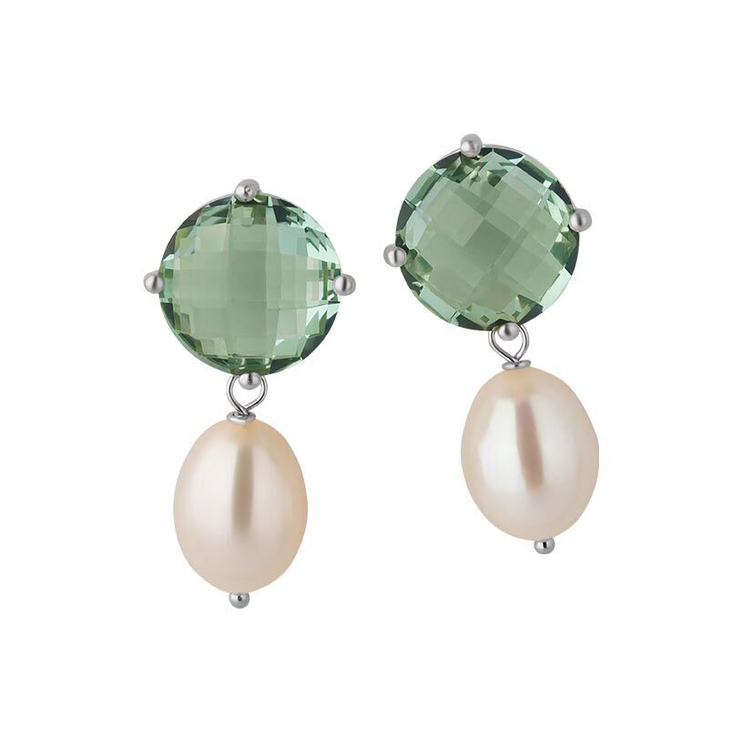 SchwesterSchwester Funkelnde Ohrstecker In Lindgrün Mit Edler Süßwasserperle In Silberfarben