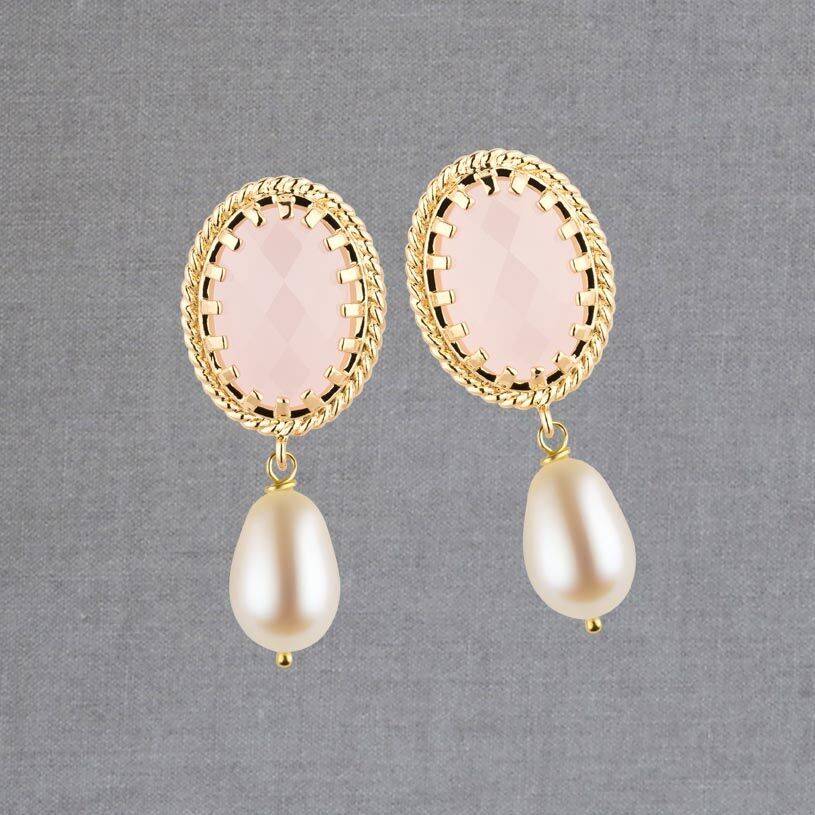 SchwesterSchwester Funkelnde Ohrstecker In Zartrosa Mit Edler Süßwasserperle