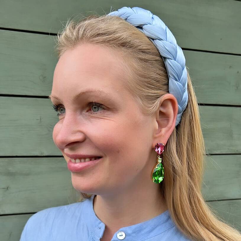 SchwesterSchwester Funkelnde Ohrstecker Mit Glas-Kristallen In Grün Und Rosa