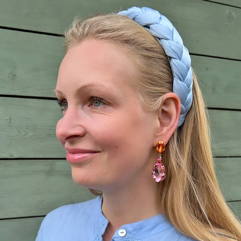 SchwesterSchwester Funkelnde Ohrstecker Mit Glas-Kristallen In Orange Und Rosa