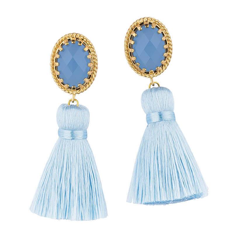 SchwesterSchwester Funkelnde Quastenohrringe In Hellblau