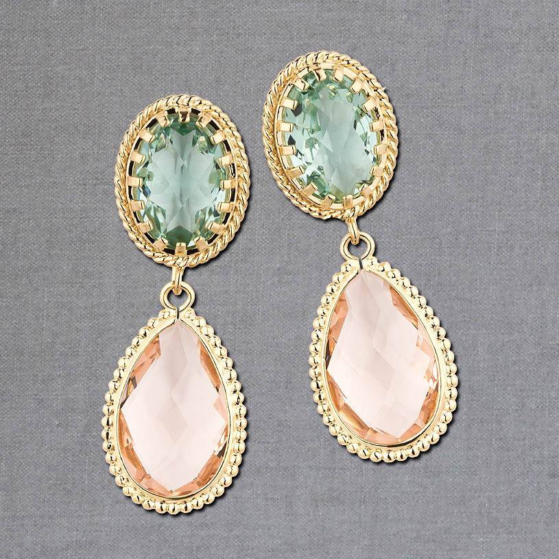 SchwesterSchwester Funkelnde Tropfenohrringe In Lindgrün Und Champgagnerfarben